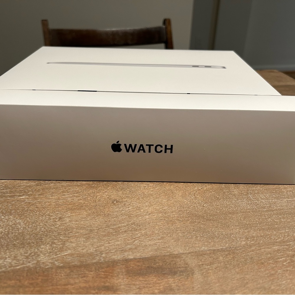 New empty boxes for MacBook Air,  Apple Watch, AirPod and watch band.